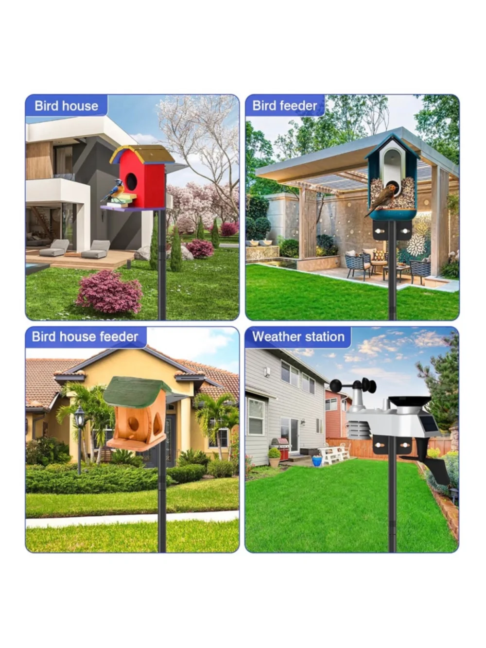 NEW 80” Adjustable Exterior Bird Feeder Pole House Pole Heavy-Duty Rustproof
